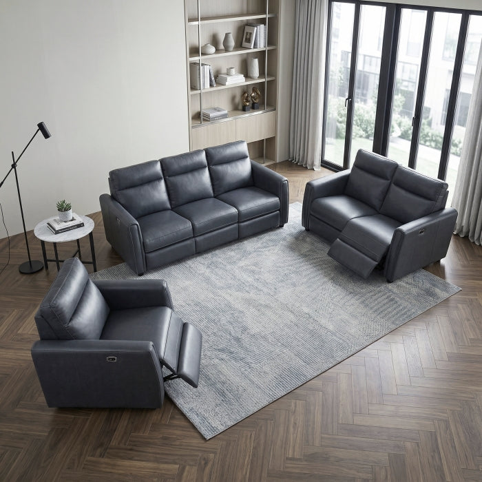 8368NVY-2A1PW* (4)Power Double Reclining Love Seat with Rounded Track Arms - 8368NVY-2A1PW*