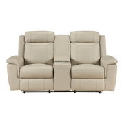 8379BEG-2 Double Reclining Love Seat with Center Console and Receptacles - 8379BEG-2