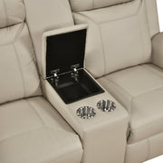 8379BEG-2 Double Reclining Love Seat with Center Console and Receptacles - 8379BEG-2