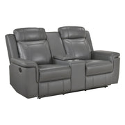 8379DGY-2 Double Reclining Love Seat with Center Console and Receptacles - 8379DGY-2