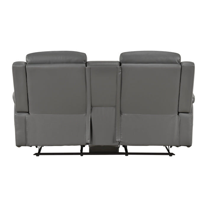 8379DGY-2 Double Reclining Love Seat with Center Console and Receptacles - 8379DGY-2