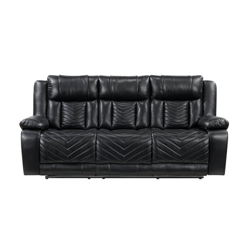 8457BLK-3PW Power Double Reclining Sofa with Center Drop-Down Cup Holders, Wireless Charger, Magazine Bag, LED and Charging Ports - 8457BLK-3PW