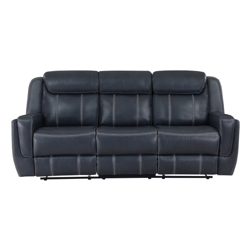 8516BU-3 Double Reclining Sofa with Center Drop-Down Cup Holders,Storage Pouch, Receptacles and USB Ports - 8516BU-3