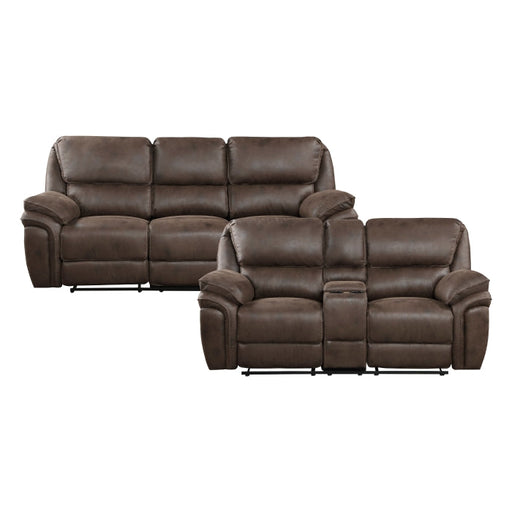 8517BRW*2 2pc Set: Sofa, Love - 8517BRW*2