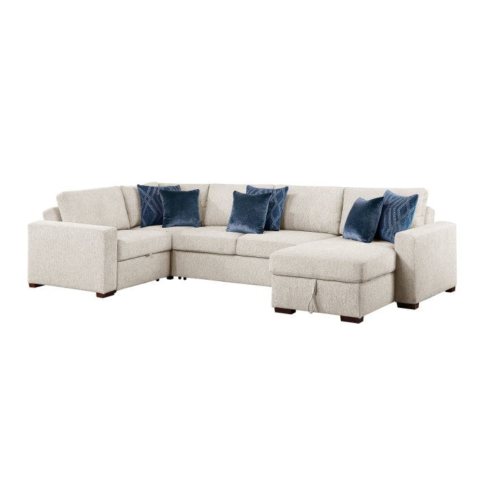 8548BE*5SCACCLA (5)4-Piece Sectional with Reversible Chaise, Pull-out Bed, Hidden Storage and Click Motion Back - 8548BE*5SCACCLA