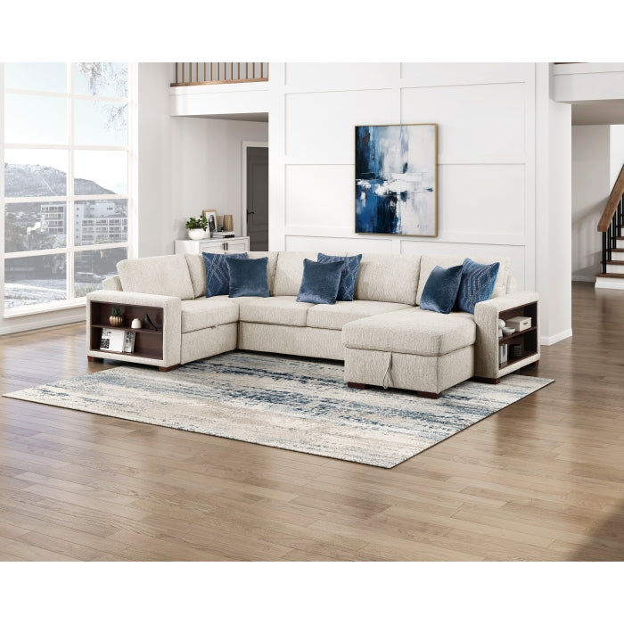 8548BE*5SCACCLA2 (5)4-Piece Sectional with Reversible Chaise, Pull-out Bed, Hidden Storage and Click Motion Back - 8548BE*5SCACCLA2