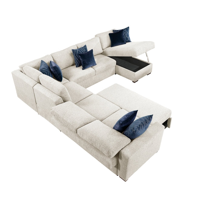8548BE*6VC2ACR2ACLACA (6)5-Piece Sectional with Reversible Chaise, Pull-out Bed and Hidden Storage - 8548BE*6VC2ACR2ACLACA