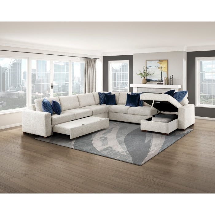 8548BE*6VC2ACR2ACLACA (6)5-Piece Sectional with Reversible Chaise, Pull-out Bed and Hidden Storage - 8548BE*6VC2ACR2ACLACA