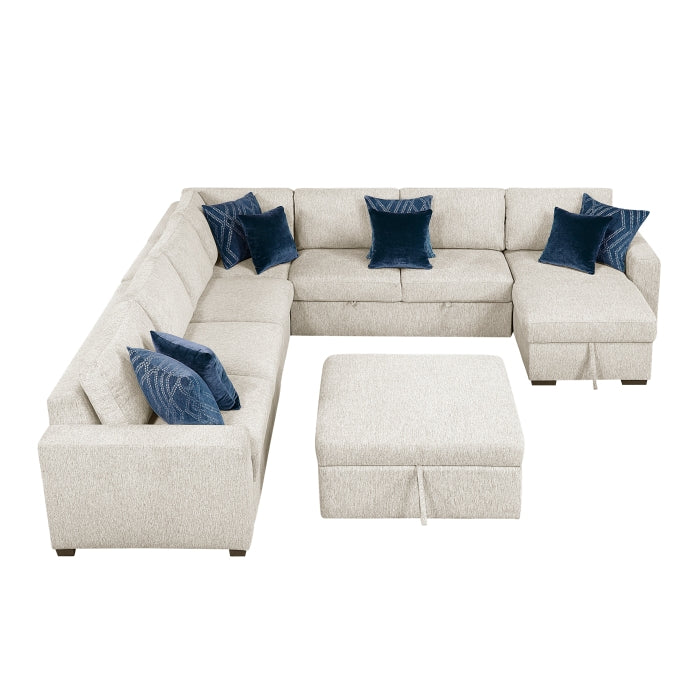 8548BE*7VC2ACR2ACLACAOT (7)6-Piece Sectional with Reversible Chaise, Pull-out Bed, Hidden Storage and Ottoman - 8548BE*7VC2ACR2ACLACAOT
