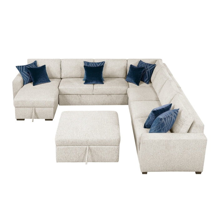 8548BE*7VC2ACR2ACLACAOT (7)6-Piece Sectional with Reversible Chaise, Pull-out Bed, Hidden Storage and Ottoman - 8548BE*7VC2ACR2ACLACAOT