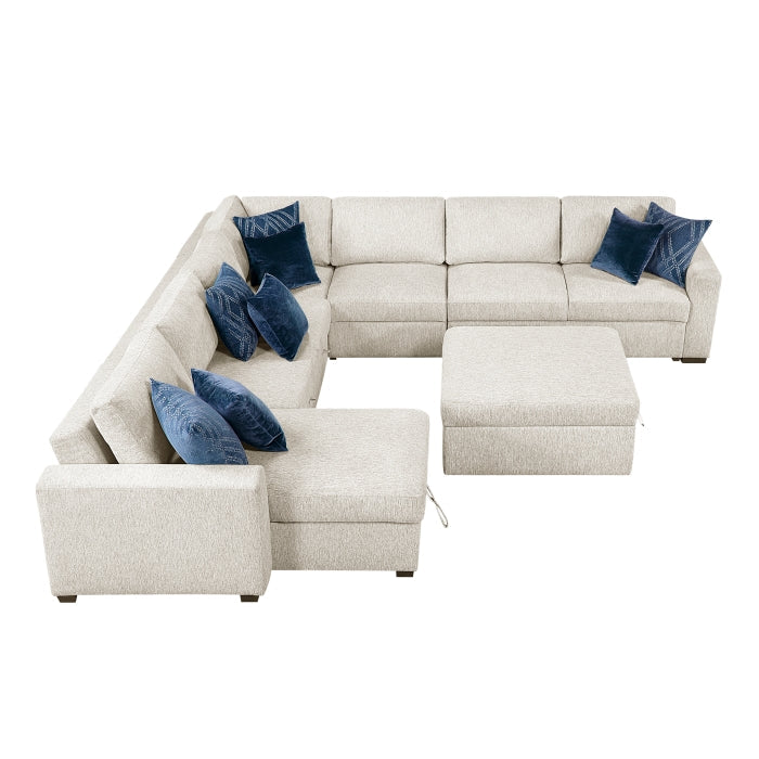 8548BE*7VC2ACR2ACLACAOT (7)6-Piece Sectional with Reversible Chaise, Pull-out Bed, Hidden Storage and Ottoman - 8548BE*7VC2ACR2ACLACAOT