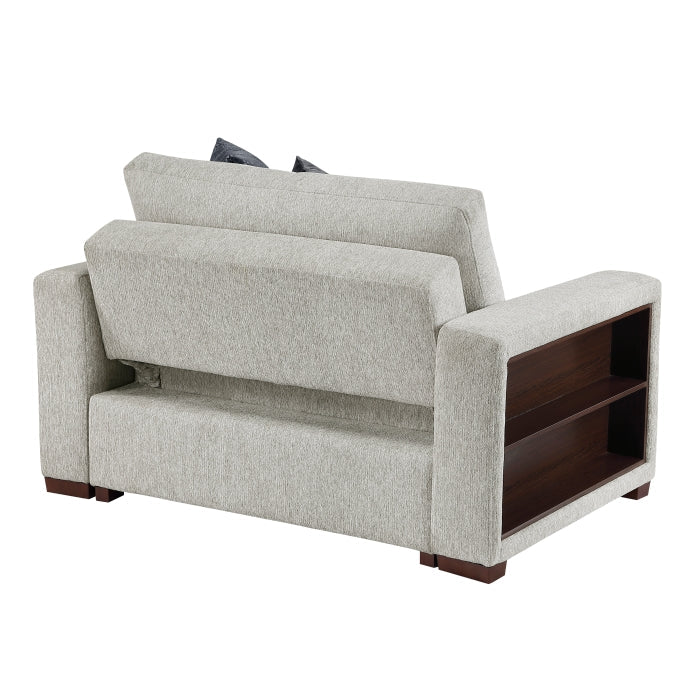 8548GY-215ACLA2* Convertible Chair and Half with Pull-out Bed, Click Motion Back, Two Arms with Shelves and Charging Ports - 8548GY-215ACLA2*