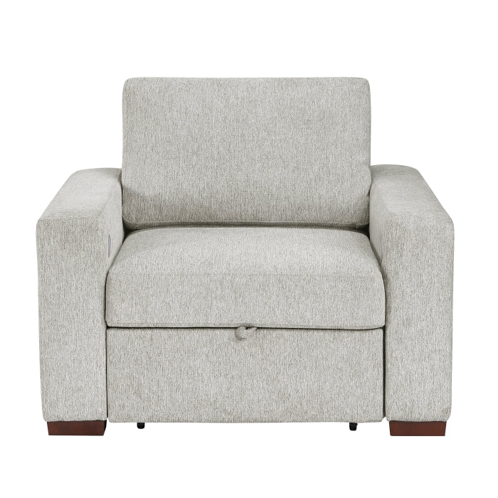8548GY-2ACCLA2* Convertible Chair with Pull-out Bed, Click Motion Back, Two Arms with Shelves and Charging Ports - 8548GY-2ACCLA2*