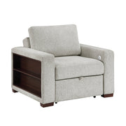 8548GY-2ACCLA2* Convertible Chair with Pull-out Bed, Click Motion Back, Two Arms with Shelves and Charging Ports - 8548GY-2ACCLA2*