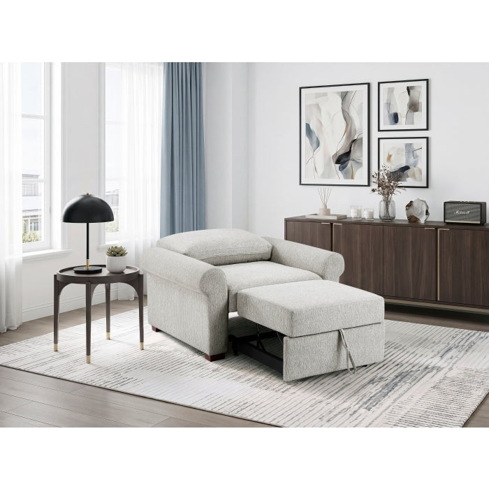 8548GY-2ACCLA4* Convertible Chair with Pull-out Bed, Click Motion Back and Two Roll Arms - 8548GY-2ACCLA4*