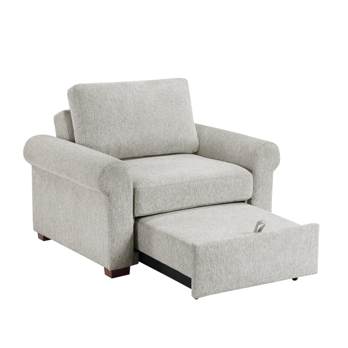 8548GY-2ACCLA4* Convertible Chair with Pull-out Bed, Click Motion Back and Two Roll Arms - 8548GY-2ACCLA4*