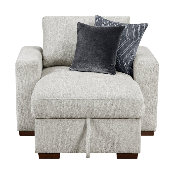 8548GY*2VCA Convertible Chaise Lounge with Arms and Hidden Storage, Click Motion Back - 8548GY*2VCA