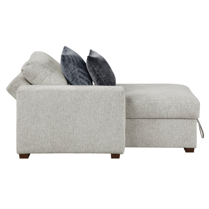 8548GY*2VCA Convertible Chaise Lounge with Arms and Hidden Storage, Click Motion Back - 8548GY*2VCA