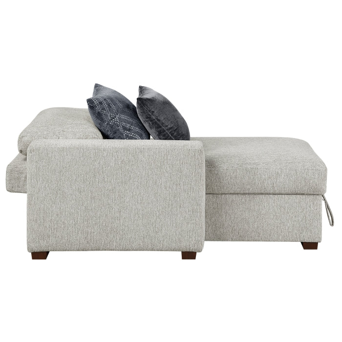 8548GY*2VCA Convertible Chaise Lounge with Arms and Hidden Storage, Click Motion Back - 8548GY*2VCA