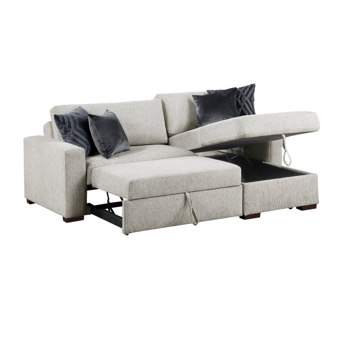 8548GY*3VC15ACLA 2-Piece Sectional with Reversible Chaise, Pull-out Bed and Hidden Storage, Click Motion Back - 8548GY*3VC15ACLA