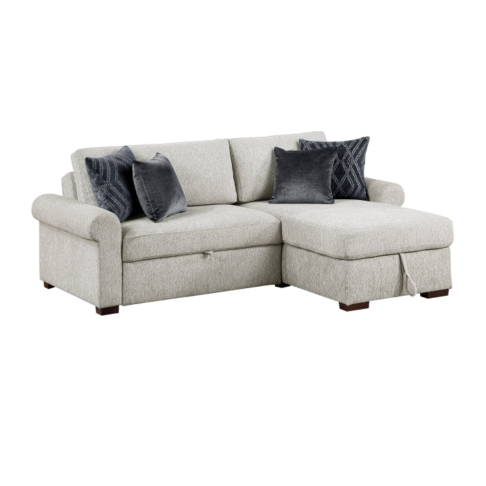 8548GY*3VC15ACLA4 2-Piece Sectional with Reversible Chaise, Pull-out Bed and Hidden Storage, Click Motion Back - 8548GY*3VC15ACLA4