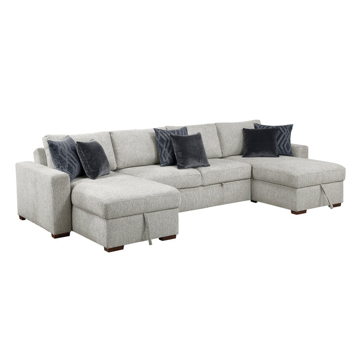 8548GY*42VC2ACLA 3-Piece Sectional with Reversible Chaises, Pull-out Bed and Hidden Storage, Click Motion Back - 8548GY*42VC2ACLA
