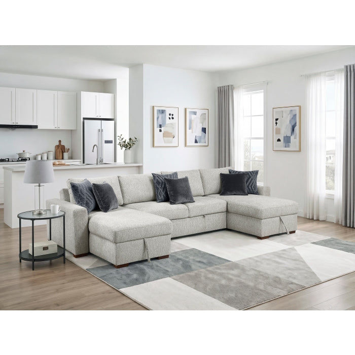 8548GY*42VC2ACLA 3-Piece Sectional with Reversible Chaises, Pull-out Bed and Hidden Storage, Click Motion Back - 8548GY*42VC2ACLA