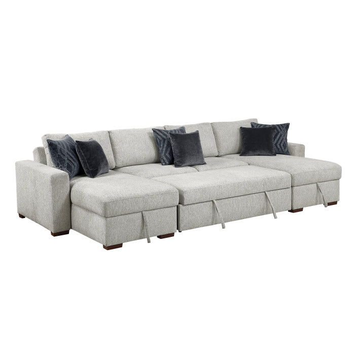 8548GY*42VC2ACLA 3-Piece Sectional with Reversible Chaises, Pull-out Bed and Hidden Storage, Click Motion Back - 8548GY*42VC2ACLA