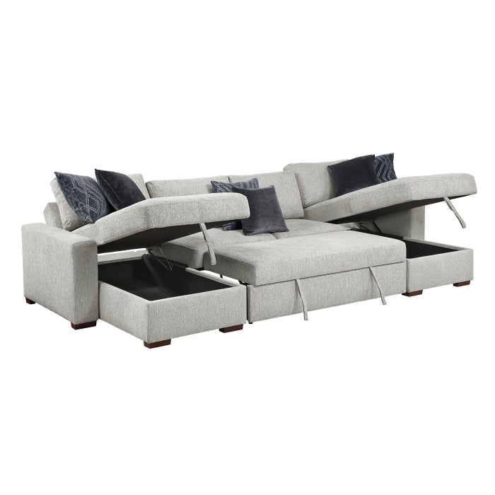 8548GY*42VC2ACLA 3-Piece Sectional with Reversible Chaises, Pull-out Bed and Hidden Storage, Click Motion Back - 8548GY*42VC2ACLA
