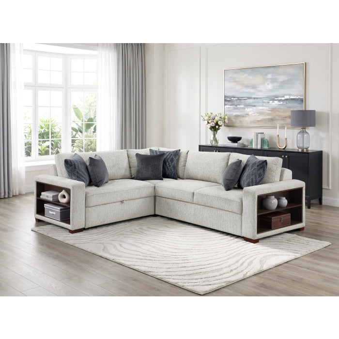 8548GY*4SC15ACLA2 (4)3-Piece Sectional with Pull-out Bed and Click Motion Back - 8548GY*4SC15ACLA2