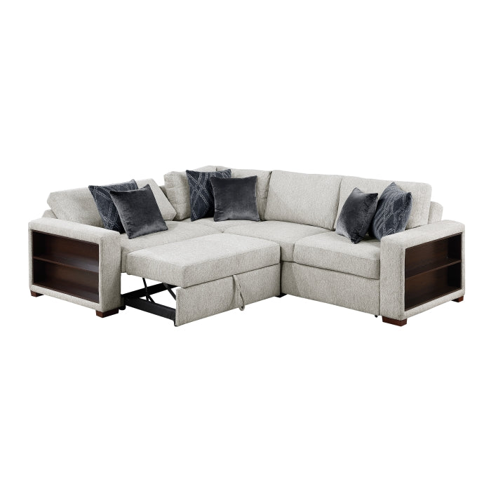 8548GY*4SC15ACLA2 (4)3-Piece Sectional with Pull-out Bed and Click Motion Back - 8548GY*4SC15ACLA2