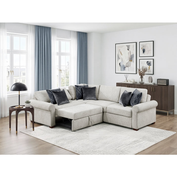8548GY*4SC15ACLA4 (4)3-Piece Sectional with Pull-out Bed and Click Motion Back - 8548GY*4SC15ACLA4