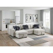 8548GY*4VC15ACLA (4)3-Piece Sectional with Two Reversible Chaises, Pull-out Bed, Hidden Storage, Click Motion Back and Two Track Arms - 8548GY*4VC15ACLA