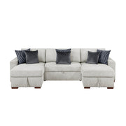 8548GY*4VC15ACLA (4)3-Piece Sectional with Two Reversible Chaises, Pull-out Bed, Hidden Storage, Click Motion Back and Two Track Arms - 8548GY*4VC15ACLA