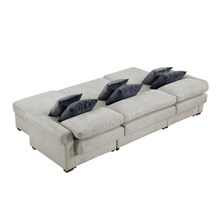 8548GY*4VC15ACLA4 (4)3-Piece Sectional with Two Reversible Chaises, Pull-out Bed, Hidden Storage, Click Motion Back and Two Roll Arms - 8548GY*4VC15ACLA4