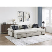 8548GY*4VC15ACLA4 (4)3-Piece Sectional with Two Reversible Chaises, Pull-out Bed, Hidden Storage, Click Motion Back and Two Roll Arms - 8548GY*4VC15ACLA4
