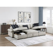 8548GY*4VC15ACLA4 (4)3-Piece Sectional with Two Reversible Chaises, Pull-out Bed, Hidden Storage, Click Motion Back and Two Roll Arms - 8548GY*4VC15ACLA4