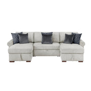 8548GY*4VC15ACLA4 (4)3-Piece Sectional with Two Reversible Chaises, Pull-out Bed, Hidden Storage, Click Motion Back and Two Roll Arms - 8548GY*4VC15ACLA4