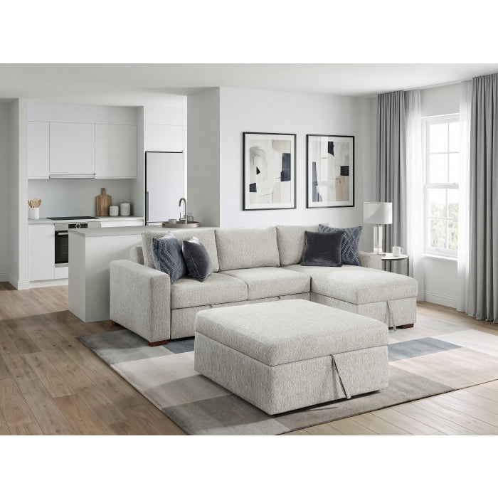 8548GY*4VC2ACLAOT 3-Piece Sectional with Reversible Chaise, Pull-out Bed, Hidden Storage and Ottoman, Click Motion Back - 8548GY*4VC2ACLAOT