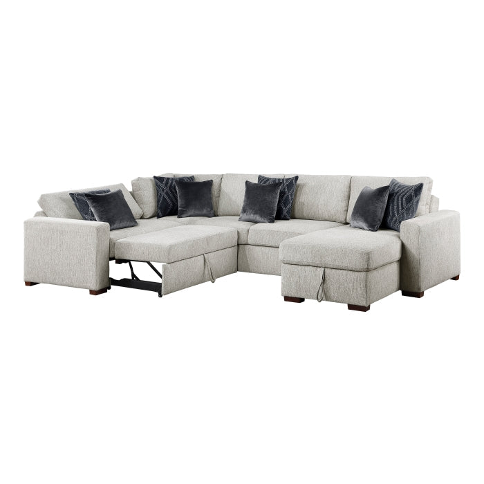 8548GY*5SC15ACLA 4-Piece Sectional with Reversible Chaise, Pull-out Bed, Hidden Storage and Click Motion Back - 8548GY*5SC15ACLA