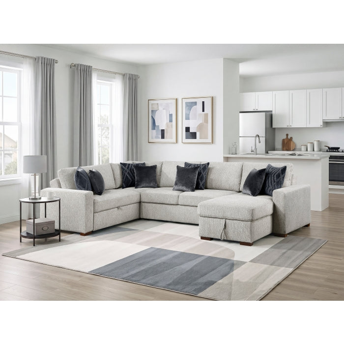8548GY*5SC15ACLA 4-Piece Sectional with Reversible Chaise, Pull-out Bed, Hidden Storage and Click Motion Back - 8548GY*5SC15ACLA
