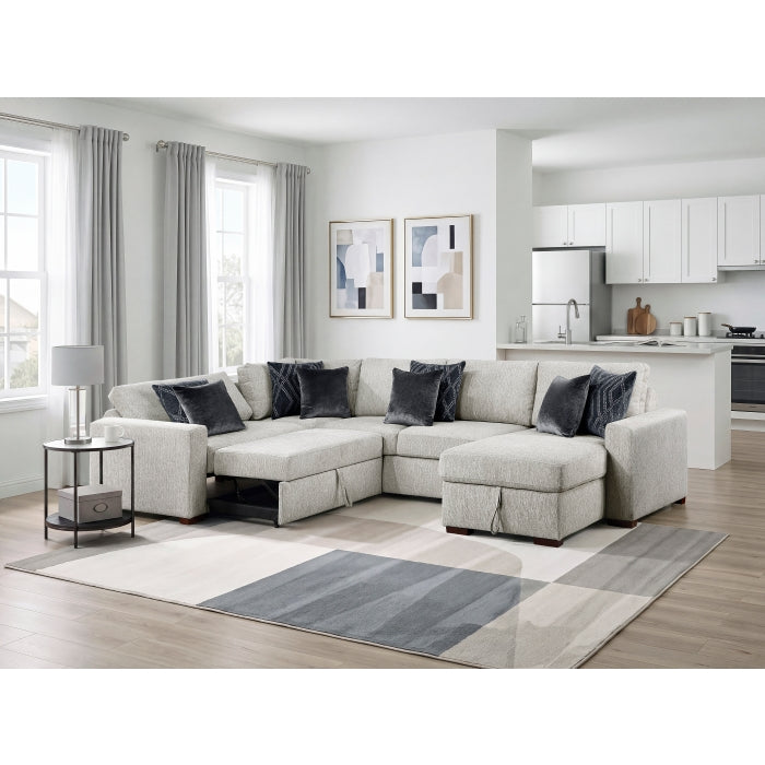 8548GY*5SC15ACLA 4-Piece Sectional with Reversible Chaise, Pull-out Bed, Hidden Storage and Click Motion Back - 8548GY*5SC15ACLA