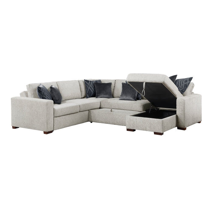 8548GY*5SC15ACLA 4-Piece Sectional with Reversible Chaise, Pull-out Bed, Hidden Storage and Click Motion Back - 8548GY*5SC15ACLA