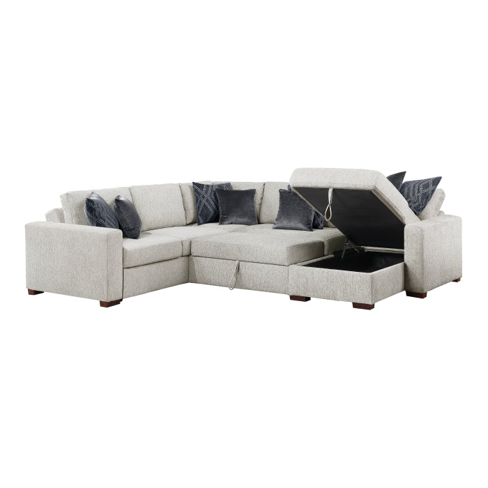 8548GY*5SC15ACLA 4-Piece Sectional with Reversible Chaise, Pull-out Bed, Hidden Storage and Click Motion Back - 8548GY*5SC15ACLA