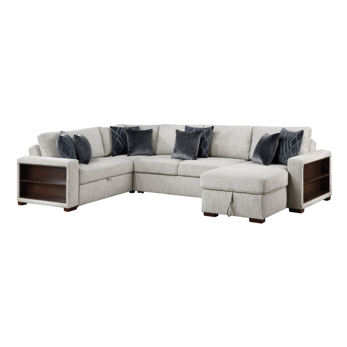 8548GY*5SC15ACLA2 4-Piece Sectional with Reversible Chaise, Pull-out Bed, Hidden Storage and Click Motion Back - 8548GY*5SC15ACLA2