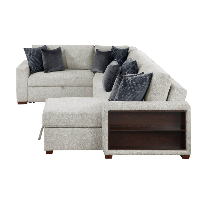 8548GY*5SC15ACLA2 4-Piece Sectional with Reversible Chaise, Pull-out Bed, Hidden Storage and Click Motion Back - 8548GY*5SC15ACLA2