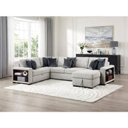 8548GY*5SC15ACLA2 4-Piece Sectional with Reversible Chaise, Pull-out Bed, Hidden Storage and Click Motion Back - 8548GY*5SC15ACLA2
