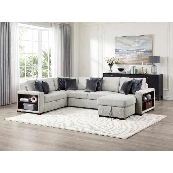 8548GY*5SC15ACLA2 4-Piece Sectional with Reversible Chaise, Pull-out Bed, Hidden Storage and Click Motion Back - 8548GY*5SC15ACLA2