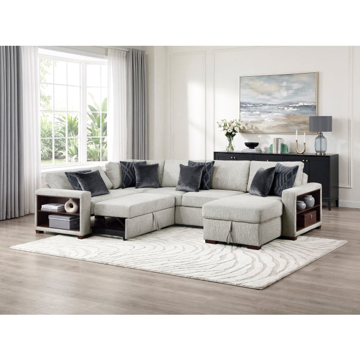8548GY*5SC15ACLA2 4-Piece Sectional with Reversible Chaise, Pull-out Bed, Hidden Storage and Click Motion Back - 8548GY*5SC15ACLA2