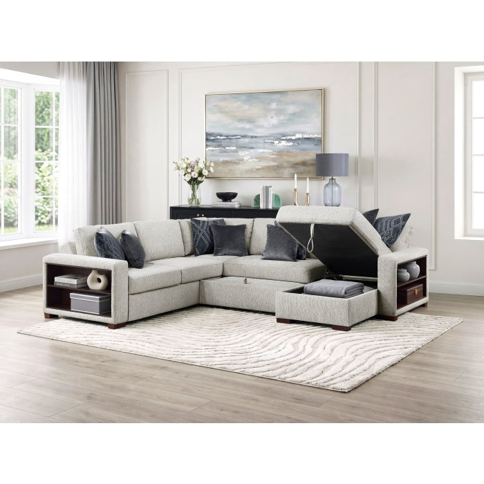 8548GY*5SC15ACLA2 4-Piece Sectional with Reversible Chaise, Pull-out Bed, Hidden Storage and Click Motion Back - 8548GY*5SC15ACLA2